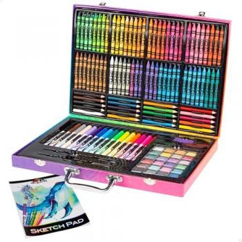 Estuche de Colores Grande Cra-Z-Art para Niños - 145 Piezas, Incluye Crayones, Rotuladores, Lápices de Colores, Acuarelas, Pinceles y Cuaderno en Blanco -