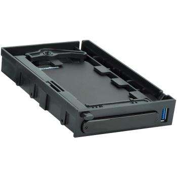 Bahía para unidades de 3,5 pulgadas con soporte intercambiable en caliente para disco duro de 9,5 mm/2,5”, aluminio negro