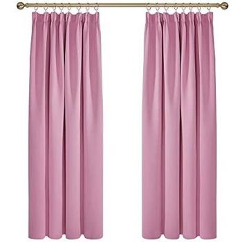 Deconovo Cortinas Opacas Aislantes Termicas para Salon Dormitorio Oficina Hotel Ventanas con Fruncidas 2 Piezas 132x183cm Rosa