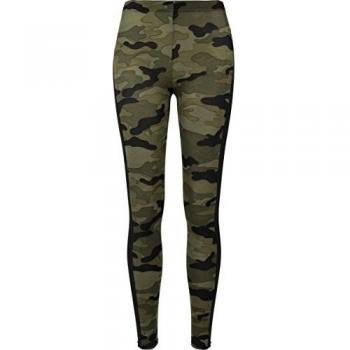 Urban Classics Women's Camo Stripe Leggings - Multicolour (Woodcamo/Black) XXL