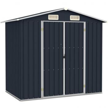 Cobertizo de jardín antracita 205x129x183 cm en acero galvanizado