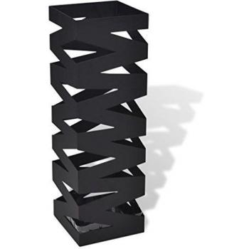 vidaXL Black Square Umbrella Stand Storage Holder Walking Stick Steel 48.5 cm