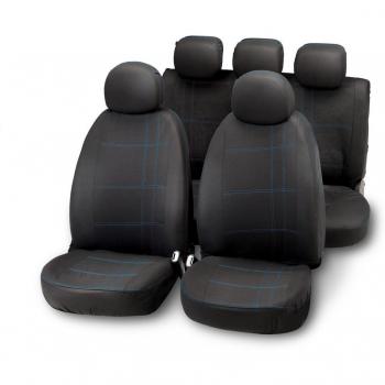 Bottari 10027 10027 Juego de Fundas de Asiento de Coche Embroidery, Universales, Color Negro con Bordado BLU
