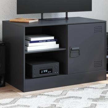 Mueble TV de acero negro 67x39x44 cm