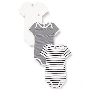 Pack de 3 Bodies Cortos Unisex en Algodón Orgánico Multicolor Petit Bateau 6M