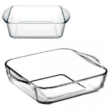 Set 2 Bandejas Cuadradas de Borosilicato Borcam 1040ml + 1950ml, Apta para Horno, Microondas, Congelador y Lavavajillas