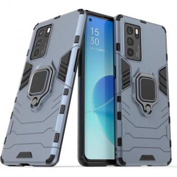 Funda Magnética Con Anillo Para Móvil Oppo Reno 6 Pro Azul - Carcasa Magnética con Anillo, Imán Antigolpes, Resistente, Rígida Dura, Tecnología de Absorción de Golpes,