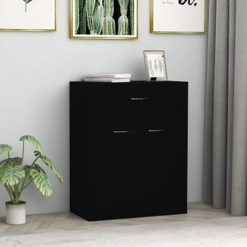 Aparador de madera contrachapada negro 60x30x75 cm - Mueble de Almacenaje de Salón, Buffet para salón Moderno, Armario Auxiliar, Armario de Almacenamiento