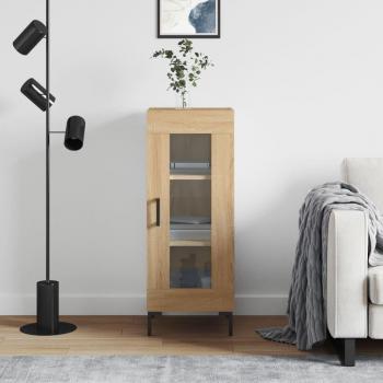Aparador de madera de ingeniería 34,5x34x90 cm, mueble de almacenaje para salón con armarios y cajón de madera, buffet moderno y armario auxiliar en color roble Sonoma