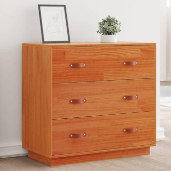 Aparador de madera maciza de pino 80x40x75 cm, mueble de almacenaje de salón, buffet para salón, armario auxiliar, armario de almacenamiento, color marrón cera