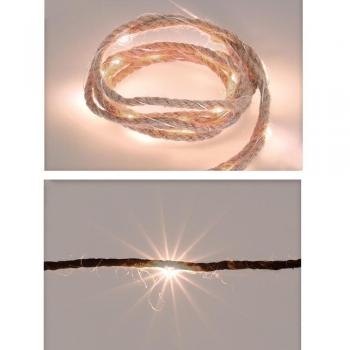 Guirnalda a pilas fija 10 leds cuerda de yute luz blanco calido 1M