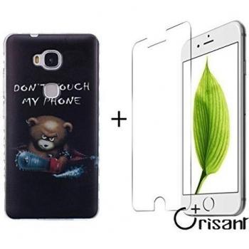 case cover para Huawei Honor 5X,Crisant Oso lindo Diseño Protección suave TPU Gel silicona Teléfono Celular Back funda Carcasa para Huawei Honor 5X + UN Vidrio Templado Protector de Pantalla Film