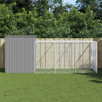 Caseta para perros de corral en acero galvanizado gris claro 214x457x181cm
