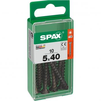 Tornillo para Madera Spax T-Star+ Cabeza Plana Avellanada Pavonado Ø5 x 40 mm - Caja de 10 Uds