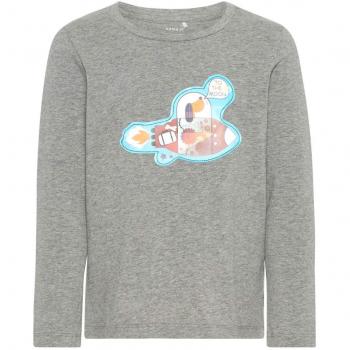 NAME IT Camiseta Manga Larga NIÑO RAMTE - 116, Grey Melange