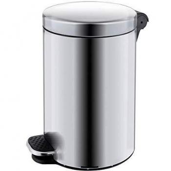 Cubos de basura de pedal, 3 litros, acero inoxidable mate, dimensiones HxØ 260 x 170 mm