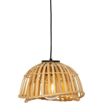 Lámpara colgante oriental negra de bambú natural 30 cm - Pua, E27, adecuada para LED, diseño redondo