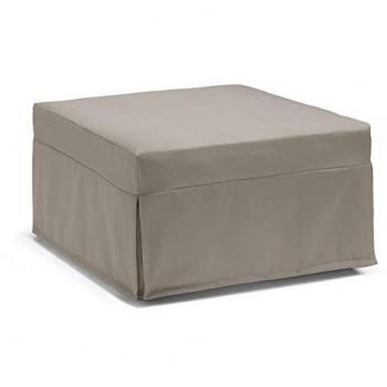 Cama Plegable Ancilla - Pouf Convertible en Cama Individual 100% Made in Italy, Tejido de Salón, 80x80h45 cm, Color Tórtola