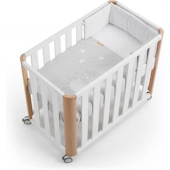 Minicuna/Cuna de colecho Cotinfant Doco Sleeping blanco/natural con textil bear gris.