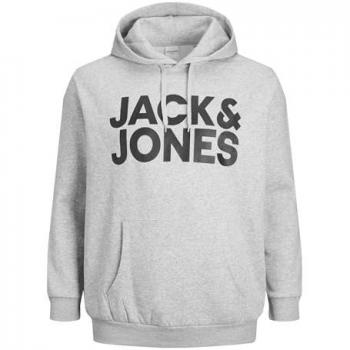 Jack & Jones Plus Size Hoodie with Corp Logo in Light Grey 6XL