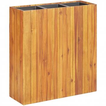 Raised Garden Bed with 3 Pots Solid Acacia Wood