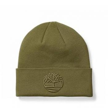 Timberland Men's Tonal 3D Embroidery Beanie in Forest Green