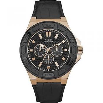 Guess Mens Chronograph Quartz Watch with Leather Strap W0674G6
