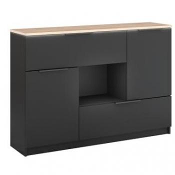 Aparador Betti Antracita 120 x 83.6 cm con 2 puertas, 2 cajones y 1 compartimento abierto