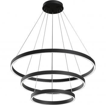 Lámpara colgante LED Maytoni Rim 840 negra de 3 aros con borde moderno y niveles integrados