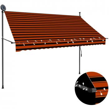 vidaXL Manual Retractable Awning with LED 250 cm Orange and Brown