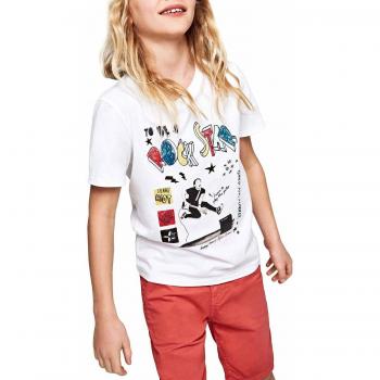 Pepe Jeans -Camiseta PB502378 Lucky 802 Optical White -Camiseta Manga Corta NIÑO