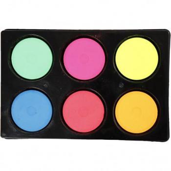 Set de acuarelas neón, 16 mm de altura, 44 mm de diámetro, 6 colores surtidos
