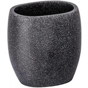 Wenko Puro Vaso para Cepillos de Dientes, Poliresina, Antracita, 6.5x9.4x9.4 cm