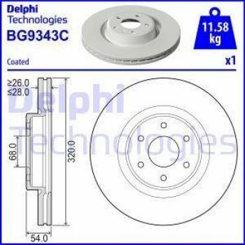 Disco de freno DELPHI BG9343C con características de alta calidad, diseño optimizado para una mejor disipación del calor, fabricado con materiales duraderos que garantizan un rendimiento confiable y una larga vida útil, compatible con