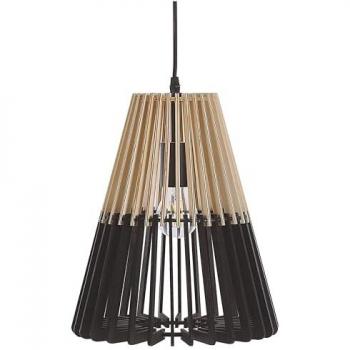 Lámpara Colgante de Techo Bicolor en Madera y MDF Negro con Diseño Escandinavo Cavalla