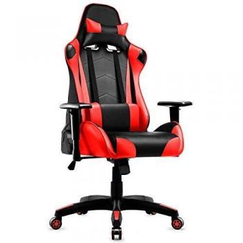 IntimaTe WM Heart Silla Gaming, Silla Gamer Ergonómica, Racing Silla Gamer con Reposacabeza Apoyo y Cojín Lumbar, Cuero Sintético PU, Oficina Silla Computadora,para Los Jugadores de PC Gamer, Rojo