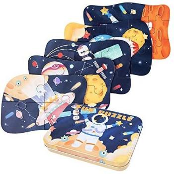BBLIKE Puzles infantiles con diseño de astronautas, 5 unidades, adecuado para niños y niñas a partir de 3, 4 y 5 años