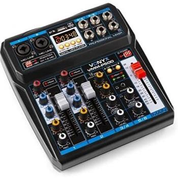 Mezclador de Audio Estéreo Vonyx VMM-P500 de 4 Canales con Bluetooth, USB y Efectos Digitales