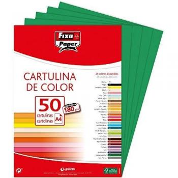 Fixo paper 11110322 z paquete de cartulinas a4 z 50 unidades color verde oscuro 180g