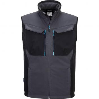 Chaleco Softshell bicolor WX3 Portwest T751, 3 capas, transpirable, con bolsillos internos, color gris metálico, talla S
