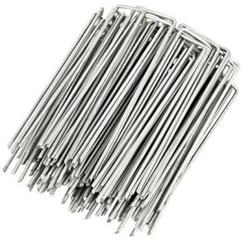 Piquets de Jardín Antirust 50-Pack U-Formados 15,2 cm, Calibre 11, Robustos con Cabeza Plana para Anclaje de Paisajismo