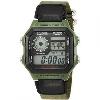 Casio Classic World Time Alarm Digital Watch AE-1200WHB-3BV - Men's Grey