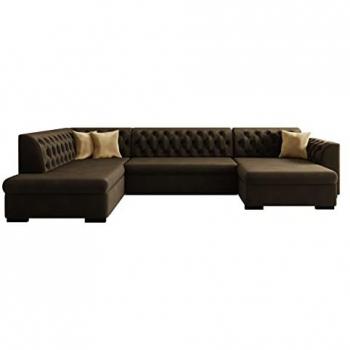 Sofá rinconero Comfivo 269 con función de descanso y caja de ropa de cama, dimensiones 345x205x82cm, tapizado Magic Velvet