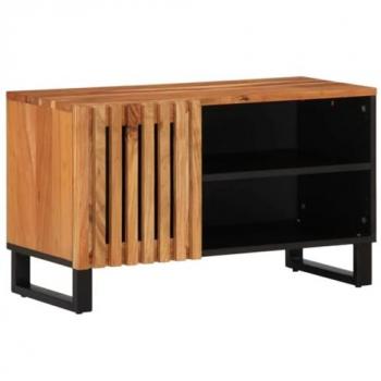 Mueble de TV madera maciza de acacia 80x34x46 cm, soporte de TV, aparador de TV, mueble HiFi, banco de TV, armario de TV, mueble multimedia en color marrón