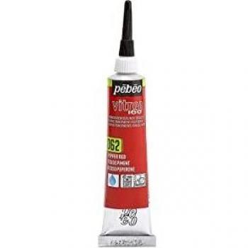 Tubo de pintura transparente para vidrio, porcelana y metal - Vitrea 160 - 20 ml - Rojo Pimiento