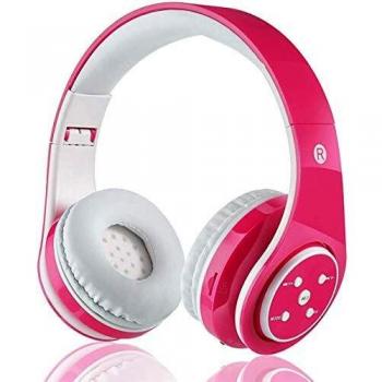 Auriculares inalámbricos Bluetooth Plegables para niños y Adolescentes, Ligeros, portátiles, con micrófono, Auriculares Deportivos Hi-Fi, Audio con cancelación de Volumen, estéreo, Color Rosa