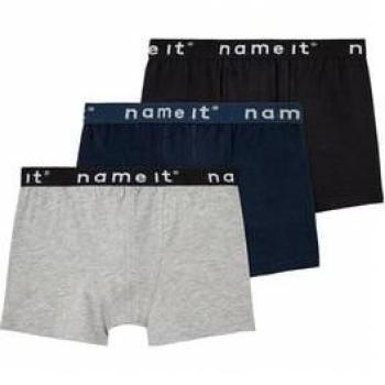 Name It Kids Boxer Shorts 3-Pack - Black, Grey, Blue
