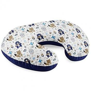 Cojin Lactancia pequeño 130 x 45 cm - Cojín Maternidad práctico Cojines Nido Bebe Blanco con Animales