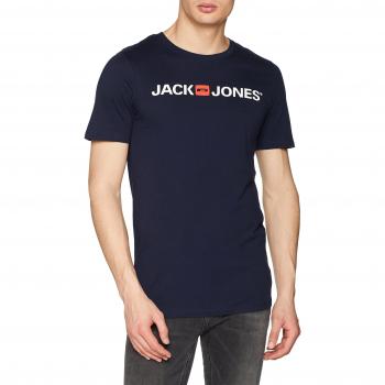 Jack & Jones Navy Corp Logo Crew Neck T-Shirt for Men - Slim Fit, Size XL