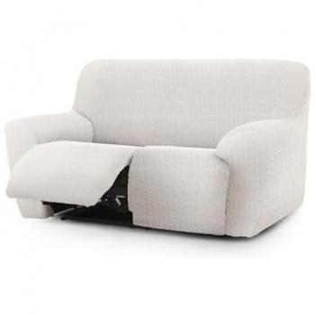 Funda para Sofá Eysa JAZ Blanco 70 x 120 x 200 cm, bielástica, extensible, adecuada para sofás relax de 2 plazas